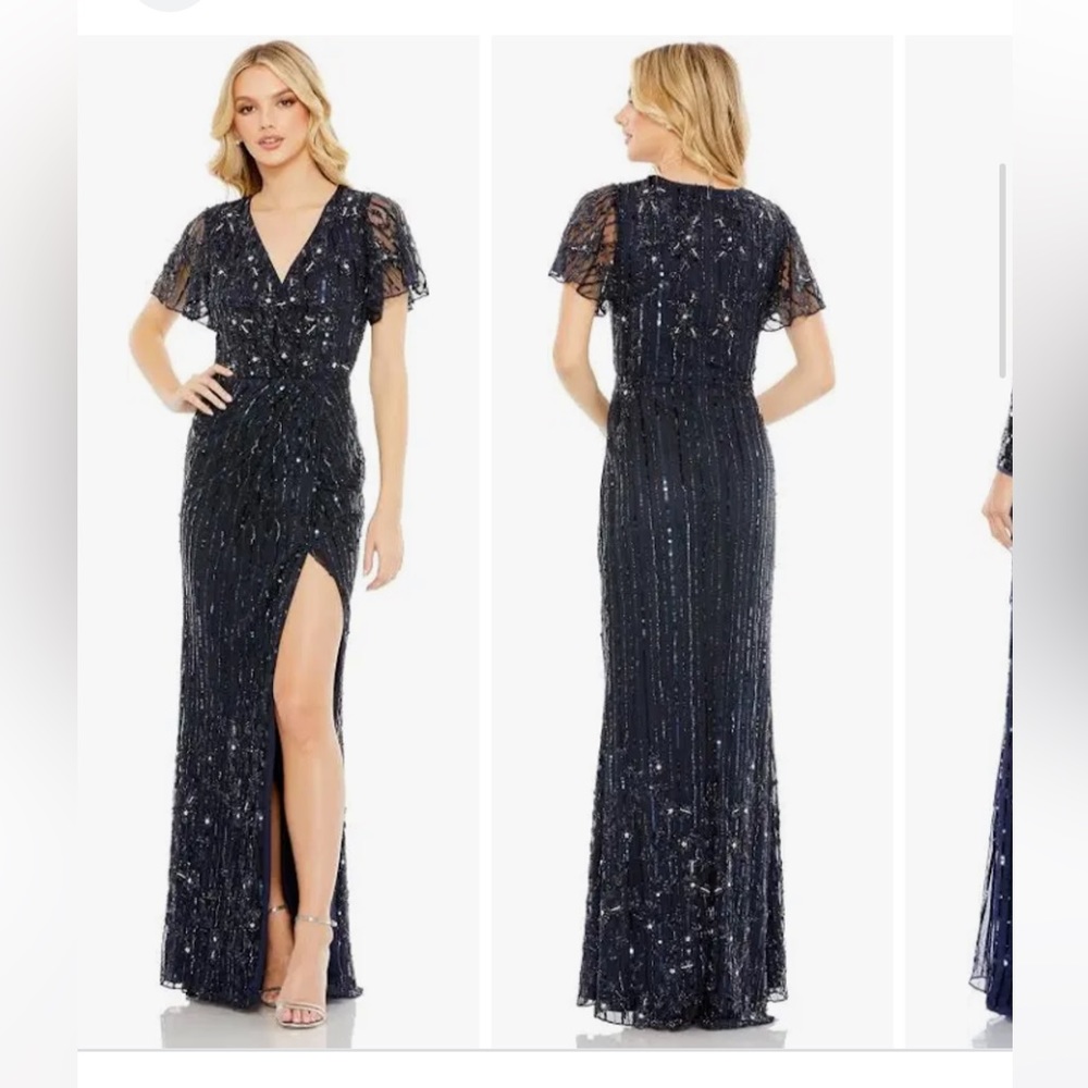 MAC DUGGAL embellished side slit gown beaded NWT *FLAW* size 6